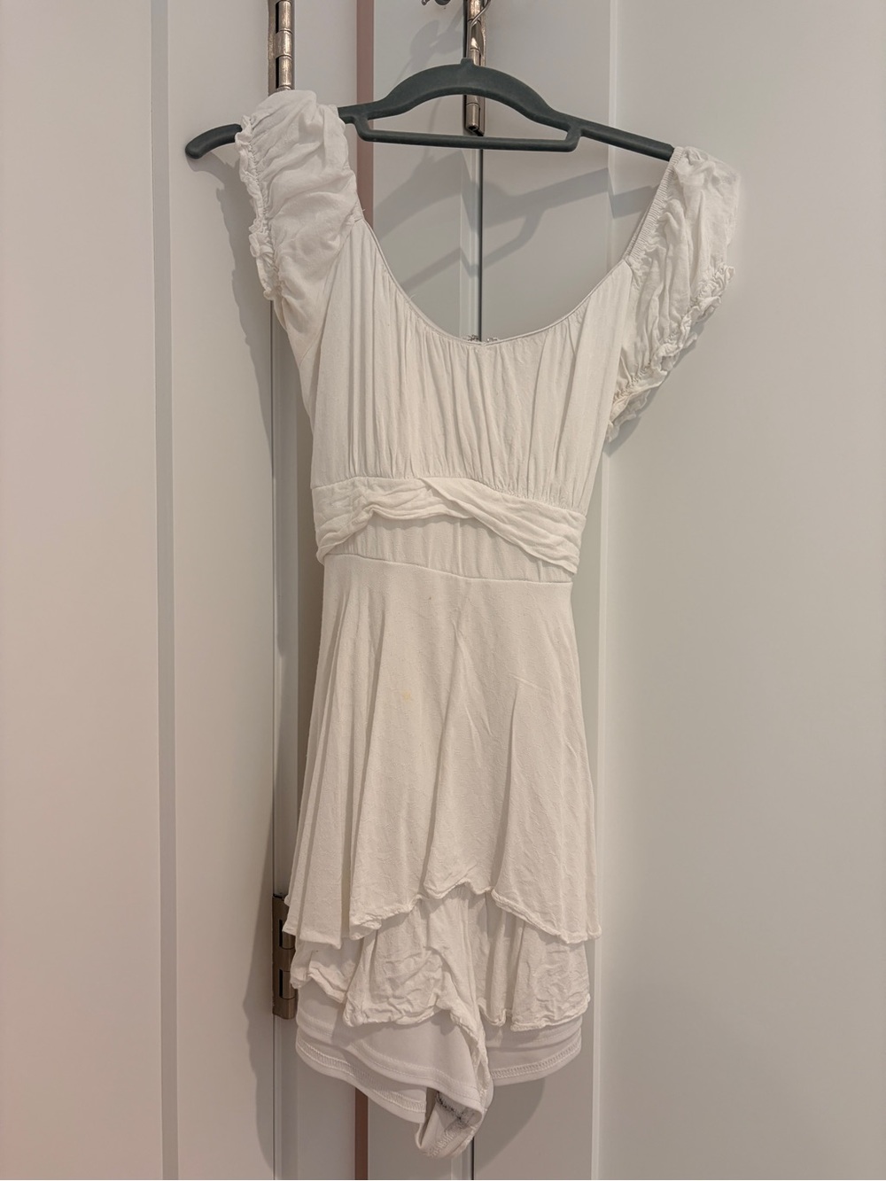 Altar'd State White High-Low Ruffled Sleeve Dress